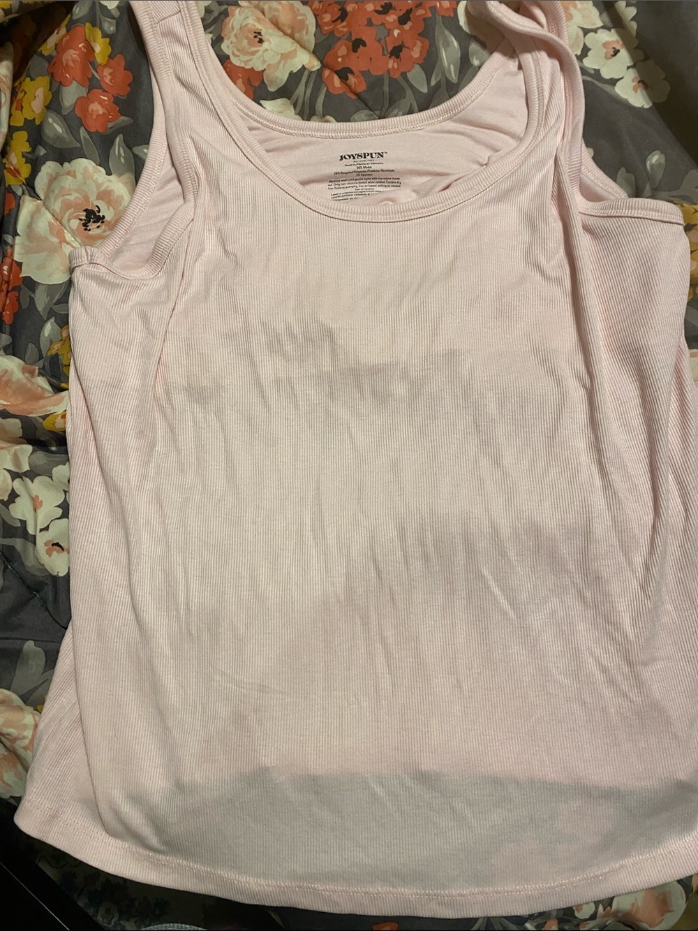 Joyfun Light Pink Ribbed Tank Top - Sleeveless Scoop Neck